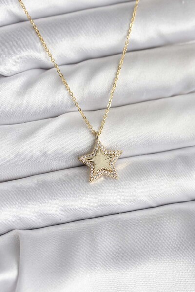Inure Jewelry قلادة نسائية موديل نجمة مع سلسلة ذهبية اللون من النحاس