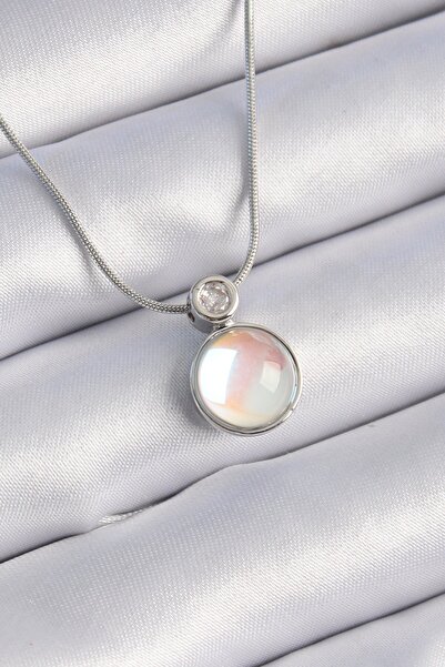 Inure Jewelry 316L الصلب الفضة اللون الأبيض بيرليسسينت خمر نموذج قلادة المرأة