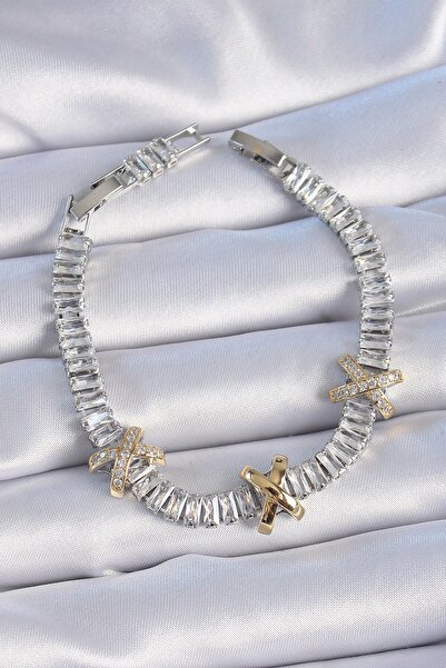 Inure Jewelry النحاس الفضة اللون حجر الممر المائي نموذج سلسلة VIP سوار المرأة