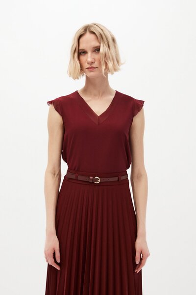 shnwomen Bordo V yaka Bluz