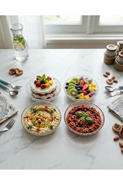 Sigma 10cm Paris Kase Seti Kahvaltılık Çerezlik Tatlı - Sunumluk Cam Tabak - ...