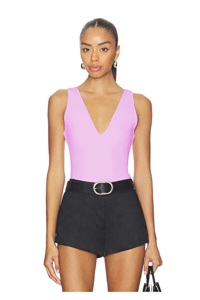 AFR CLOTHES Women's Double Layer Jersey V-Neck Backless Bodysuit