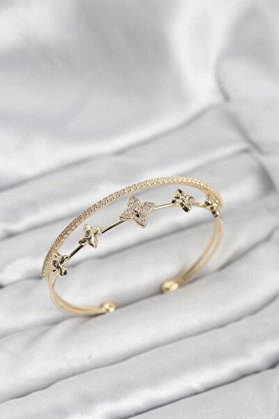 Inure Jewelry سوار نسائي موديل زهرة بلون ذهبي نحاسي