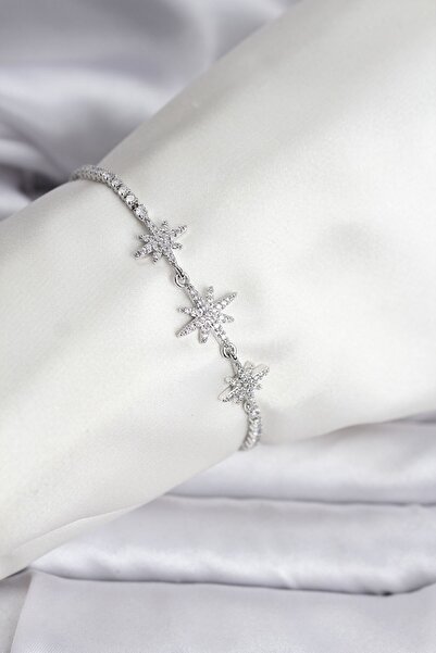 Inure Jewelry سوار نسائي من الزركون الفضي اللون على شكل نجمة القطب