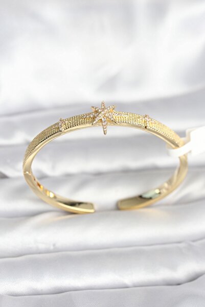 Inure Jewelry Brass Gold Color Polar Star Model Women's Handcuff Bracelet