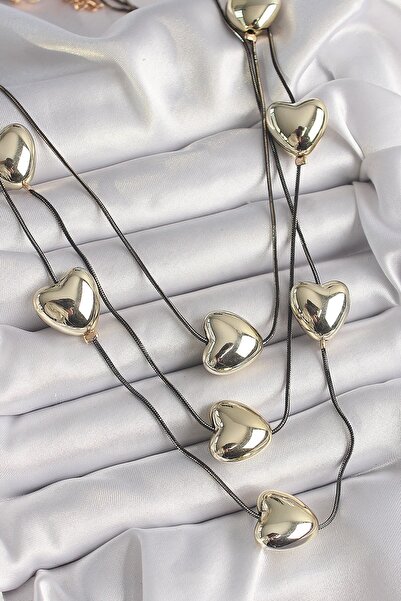 Inure Jewelry النحاس المدخن اللون سلسلة 3D الذهب اللون القلب نموذج قلادة المرأة