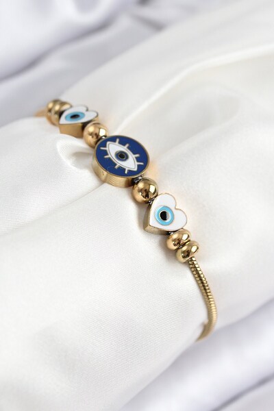 Inure Jewelry سوار نسائي من الفولاذ 316L موديل عين ذهبي اللون