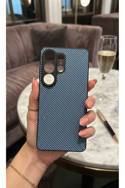 TechTrove Carbon Fiber D Textured Matte Dark Blue Premium Silicone Case Compa...