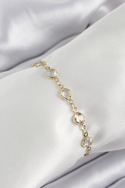 Inure Jewelry سوار نسائي من حجر الزركون الذهبي النحاسي