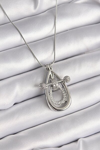 Inure Jewelry 316L الصلب الفضة اللون الزركون حجر قطرة نموذج قلادة المرأة