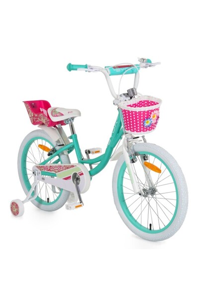 byox Bicicleta copii 20 inch Fashion Girl, roti ajutatoare, cos, 6-10 ani, fr...