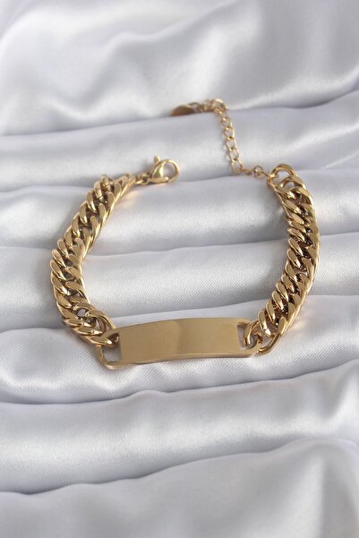 Inure Jewelry 316L الصلب لون الذهب اسم لوحة قابلة للكتابة نموذج سوار المرأة