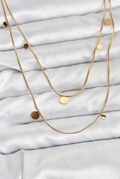 Inure Jewelry قلادة نسائية من الفولاذ 316L بلون ذهبي مع ترتر