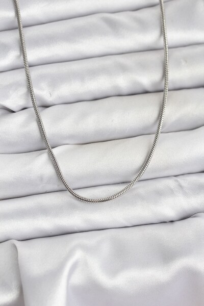 Inure Jewelry سلسلة من الفولاذ 316L بلون فضي بطول 60 سم على شكل ثعبان للنساء