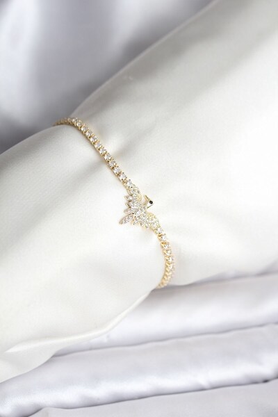 Inure Jewelry سوار نسائي من النحاس الأصفر مرصع بحجر الزركون على شكل طائر العنقاء