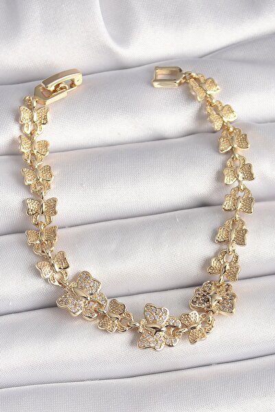 Inure Jewelry النحاس الذهب اللون الزركون حجر الفراشة نموذج سلسلة سوار المرأة