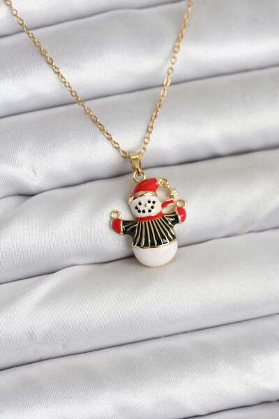 Inure Jewelry قلادة نسائية من الفولاذ 316L بلون ذهبي مع شكل رجل الثلج، تصميم ...