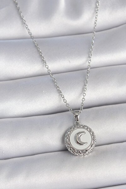 Inure Jewelry 316L الصلب الفضة اللون سلسلة الأبيض المينا الهلال المطرزة المنج...