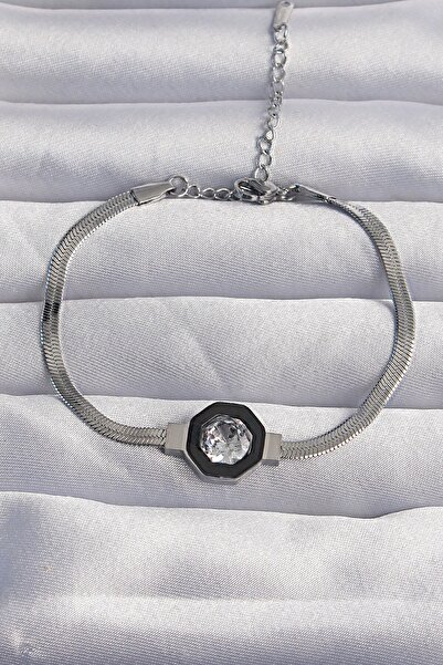 Inure Jewelry 316L الصلب الفضة اللون الزركون حجر المينا سلسلة الإيطالية سوار ...