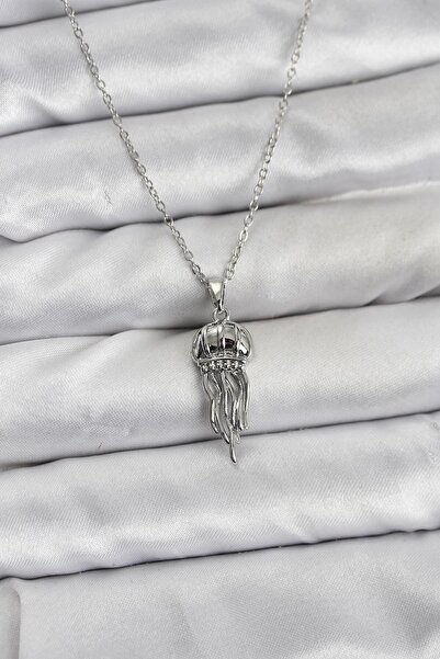 Inure Jewelry سلسلة فولاذية 316L فضية اللون على شكل قنديل البحر مرصعة بحجر ال...