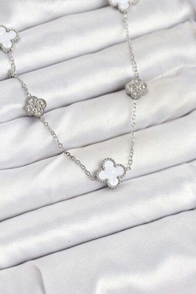 Inure Jewelry قلادة نسائية من الفولاذ 316L بلون فضي مع حجر الزركون الأبيض على...