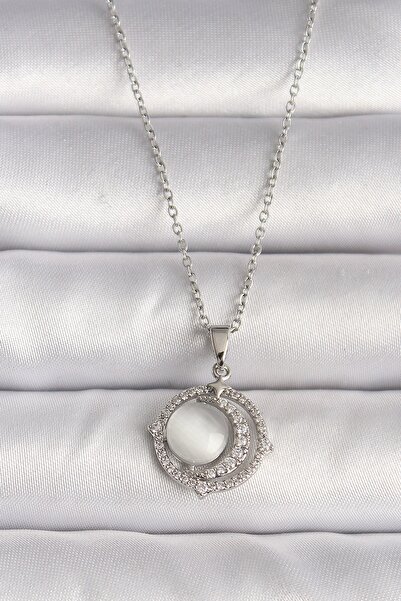 Inure Jewelry قلادة نسائية من الفولاذ 316L بلون فضي مع حجر الزركون وصدف أبيض ...