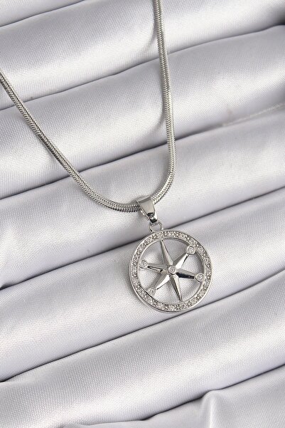 Inure Jewelry 316L الصلب الفضة اللون سلسلة الإيطالية الزركون حجر القطب ستار ن...