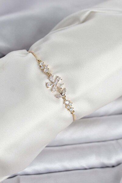 Inure Jewelry Gold Color Zircon Stone Daisy Model Women's Bracelet with Eleva...