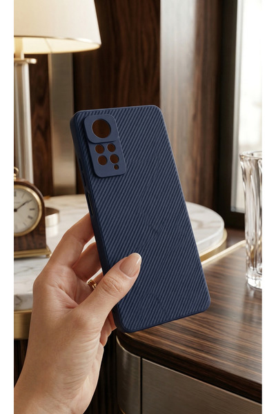 TechTrove Carbon Fiber D Textured Matte Navy Blue Premium Silicone Case Compa...