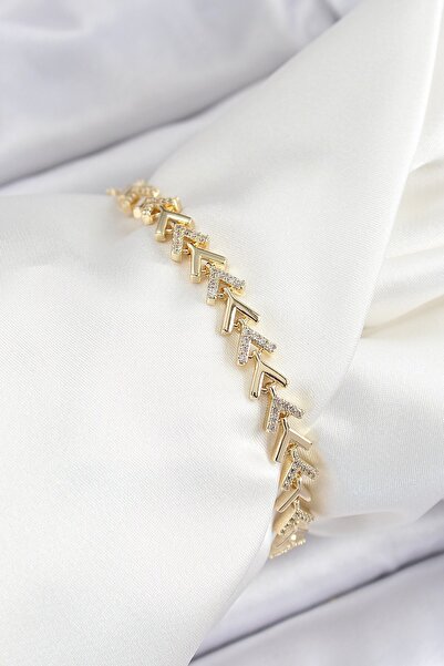 Inure Jewelry سوار نسائي من سلسلة النحاس على شكل سهم موديل حجر الزركون باللون...