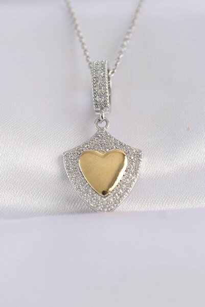 Inure Jewelry 316L سلسلة فولاذية فضية اللون تصميم حجر الزركون قلادة قلب ذهبية...