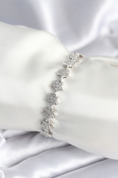 Inure Jewelry سوار نسائي من النحاس الفضي اللون على شكل نجمة