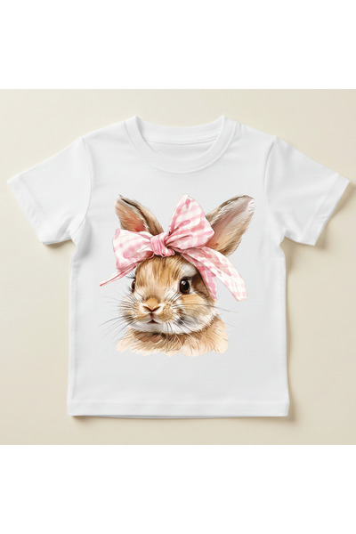 matelio Girls' Easter T-shirt with adorable bunny and bow