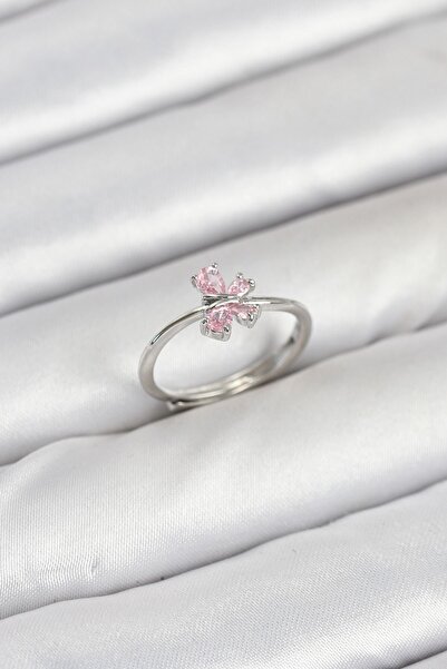 Inure Jewelry خاتم نسائي من النحاس الفضي اللون الوردي على شكل فراشة