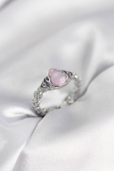 Inure Jewelry خاتم نسائي فضي اللون وردي اللون موديل داملا