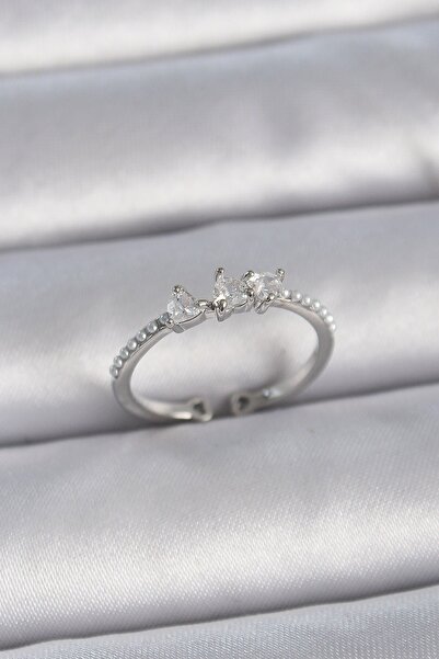 Inure Jewelry خاتم نسائي قابل للتعديل بحجر الزركون الفضي النحاسي وتفاصيل اللؤ...