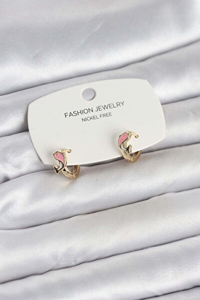 Inure Jewelry Pink Dolphin Model Gold Color Brass Children's Earrings