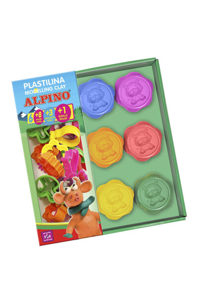 ALPİNGO Kit 6 colors x 90gr. plasticine + 18 modeling tools, ALPINO