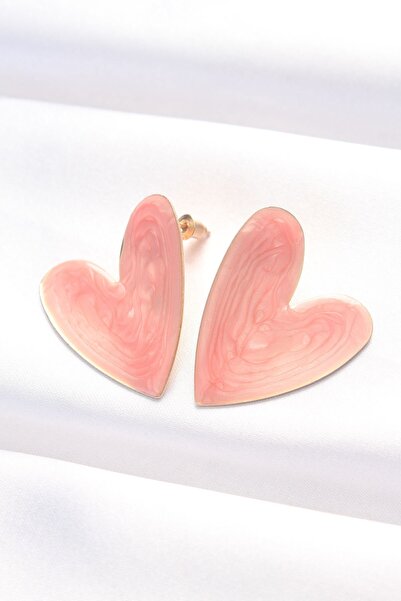 Inure Jewelry Dried Rose Color Enamel Heart Earrings
