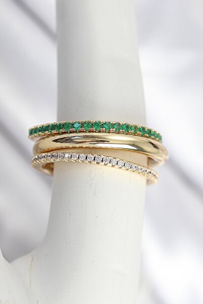 Inure Jewelry خاتم نسائي من حجر الزركون الذهبي اللون مكون من 4 قطع