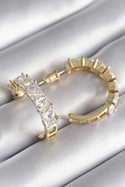 Inure Jewelry Brass Gold Color Zircon Stone Hoop Model Women's Earrings