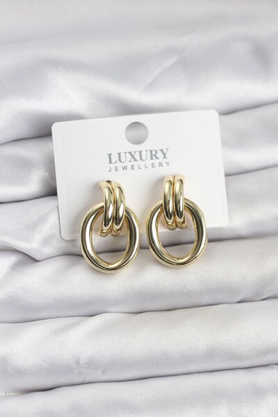 Inure Jewelry أقراط نسائية عتيقة من النحاس باللون الذهبي