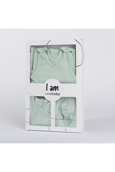 NEW BABY SHOP Set maternitate 4 piese New Baby I AM mentă, mărimea 62 (3-6 luni)