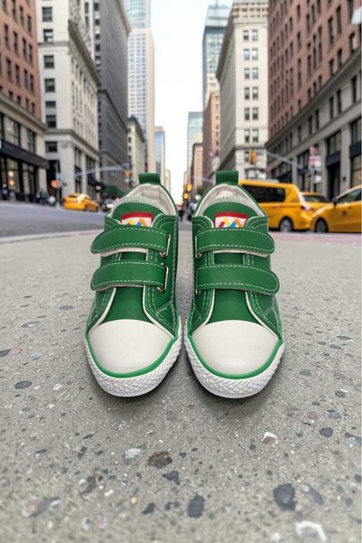 MOMYKİDS Green Velcro Baby/Child Canvas Shoes