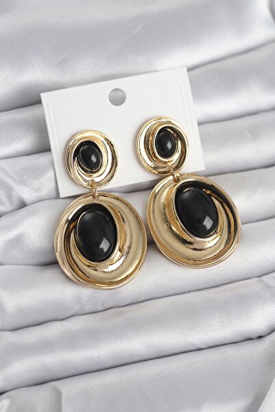 Inure Jewelry أقراط نسائية سوداء اللون طراز سالانتي درايب موديل ذهبي اللون عت...