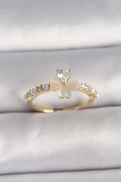 Inure Jewelry النحاس الفضة اللون الزركون حجر أبيض المينا البرسيم نموذج اللؤلؤ...