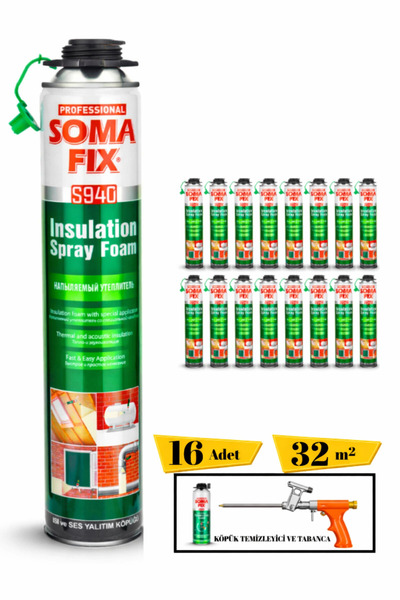 Somafix 16 Adet Poliüretan Isı Ve Ses Yalıtım Köpüğü Tabanca Temizleyici Seti