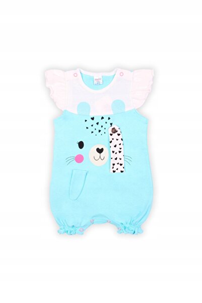 Mod Kids Modkids Blue Baby Romper, Cotton, 62, 0-3 Months, Shoulder and Hem S...