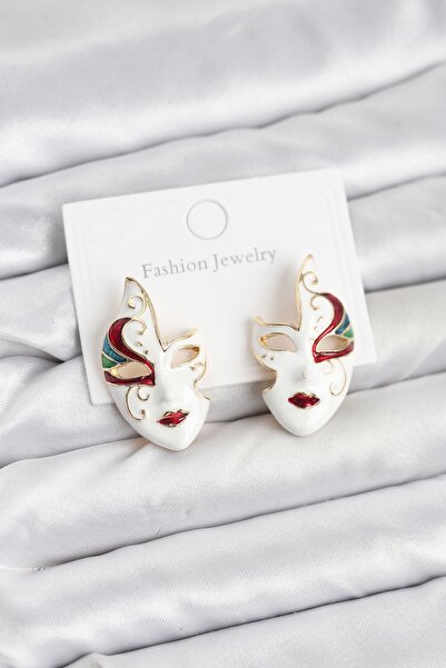 Inure Jewelry أقراط نسائية على شكل قناع نحاسي