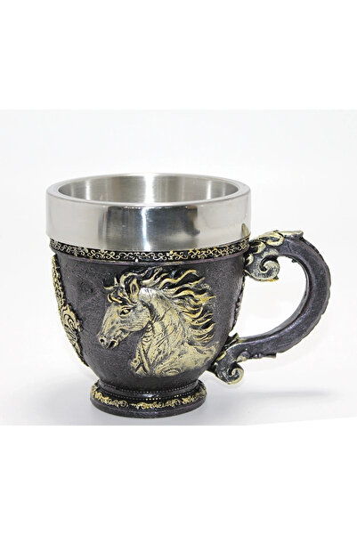 Epilons 3D Embossed Horse Bust Stainless Steel Mug